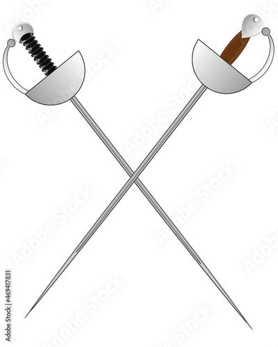 Two swords on white background is insulated