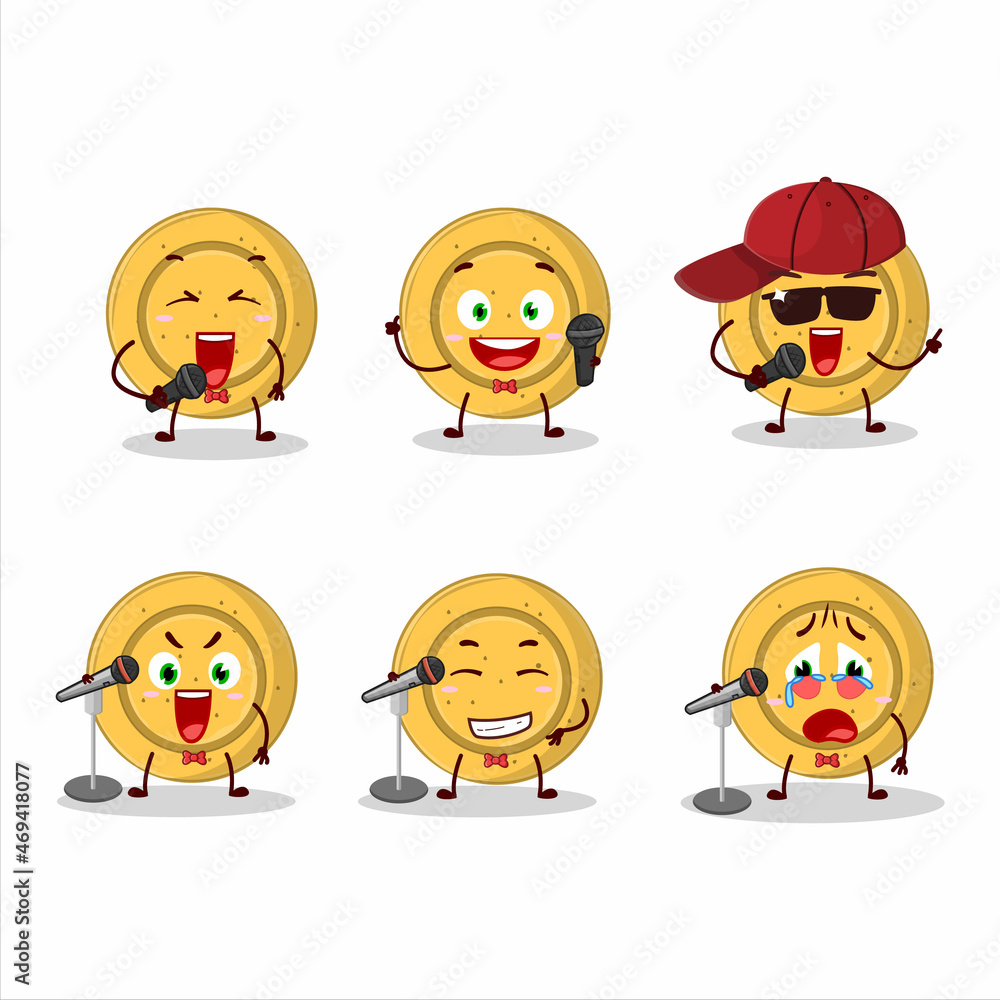A Cute Cartoon design concept of dalgona candy circle singing a famous song A Cute Cartoon design concept of dalgona candy circle singing a famous song