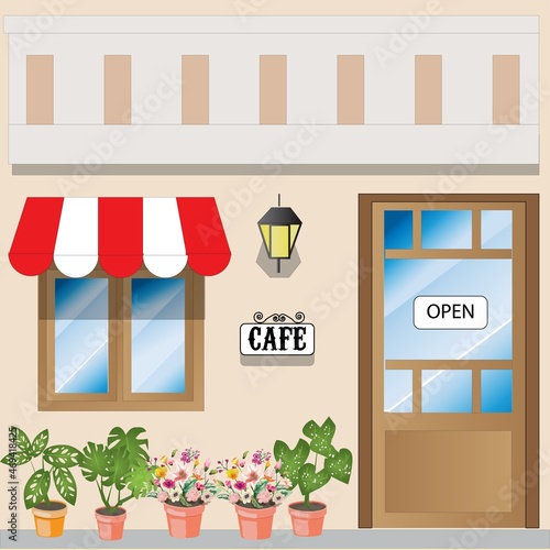 2D Flat Cafe Vector Illustration
