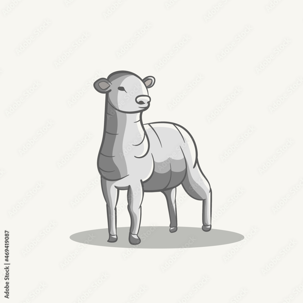 sheep cartoon illustration vector editable for logo or sticker