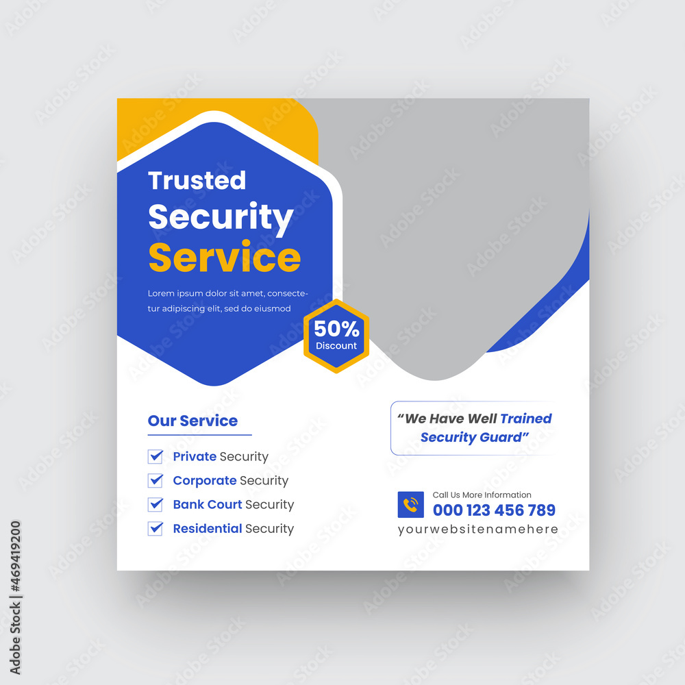 Obraz premium Home Reliable Security Social Media Post Trusted Web Banner Fast Security Service Office Fast Security Service Banner Or Square Flyer Template Design