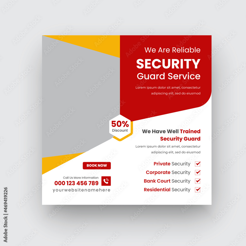 Fototapeta premium Home Reliable Security Social Media Post Trusted Web Banner Fast Security Service Office Fast Security Service Banner Or Square Flyer Template Design