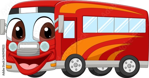 Cartoon red bus mascot character