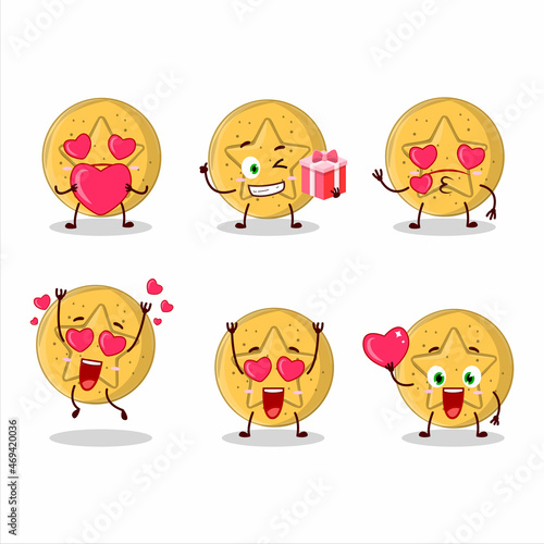 Dalgona candy star cartoon character with love cute emoticon
