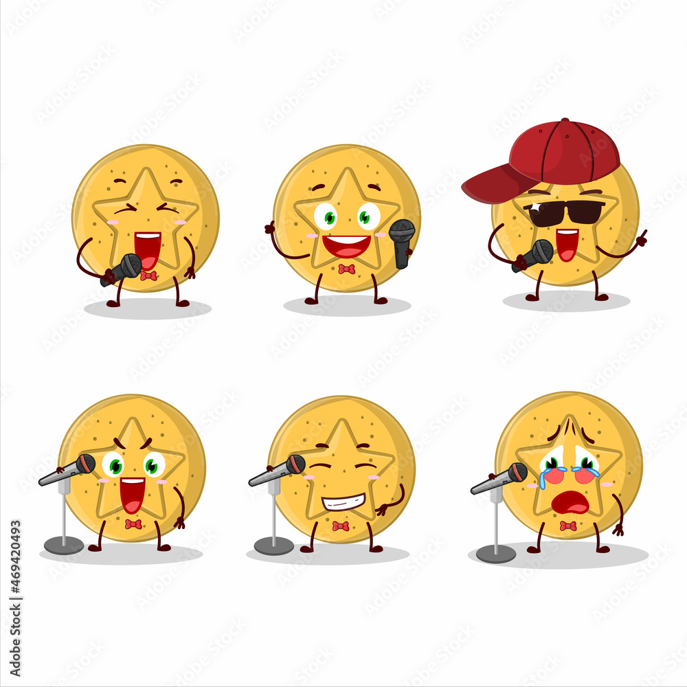 A Cute Cartoon design concept of dalgona candy star singing a famous song