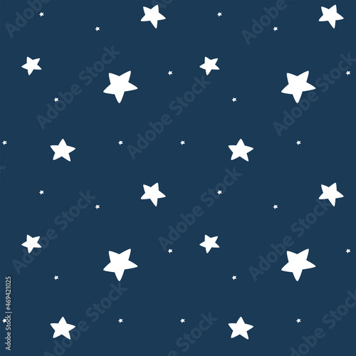 Seamless pattern, minimalistic stars on a blue
