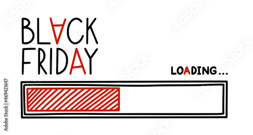 Weekend loading bar. Infographics design element with status of sale start. Hand drawn vector illustration isolated in white background