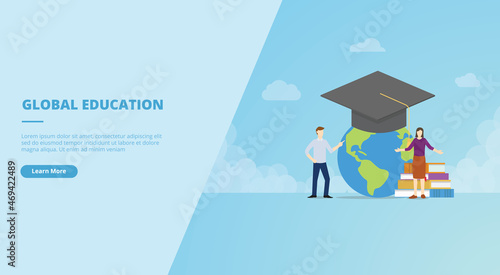 global education technology concept for website landing homepage template banner or slide presentation