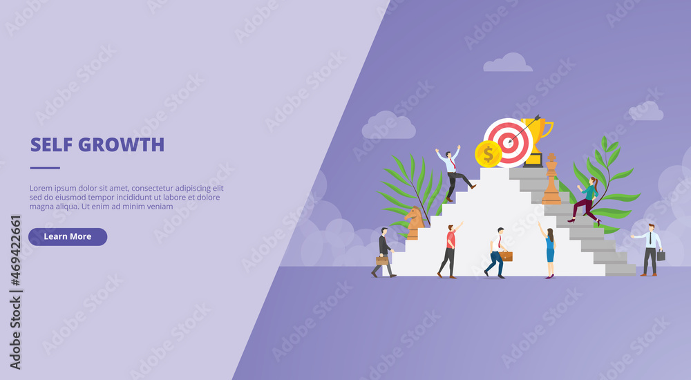 Fototapeta premium self growth for website landing homepage template banner or slide presentation