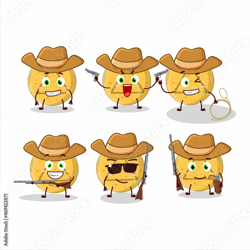 Cool cowboy dalgona candy triangle cartoon character with a cute hat