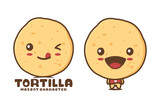 cute tortilla cartoon mascot illustration