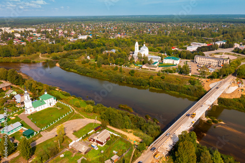 Aerial view of Blagoveshchensky cathedral at Buy, Kostroma region, Russia