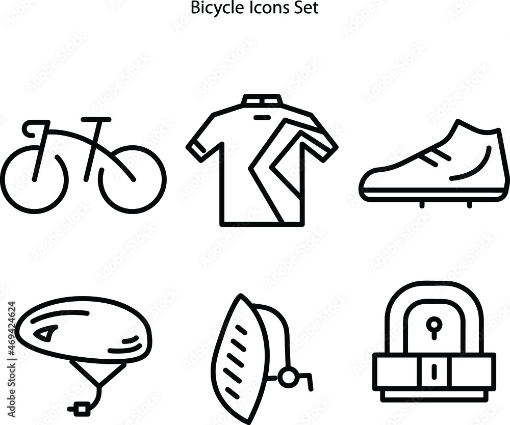 Bicycle icons set, Bicycle icons isolated on white background, Bicycle icon for logo, app, web.