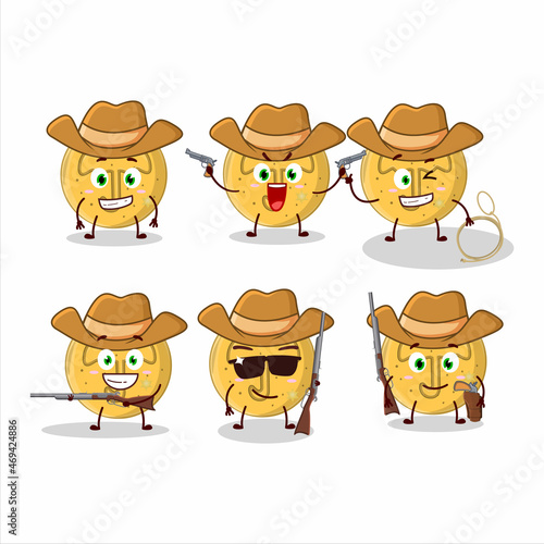 Cool cowboy dalgona candy umbrella cartoon character with a cute hat