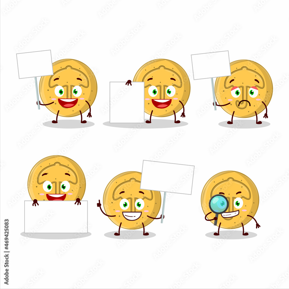 Dalgona candy umbrella cartoon character bring information board Dalgona candy umbrella cartoon character bring information board