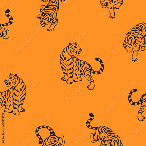 Photography Seamless pattern with graphic tigers