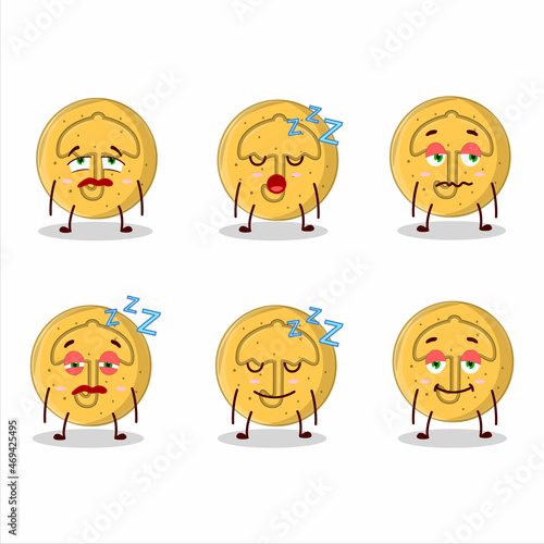 Cartoon character of dalgona candy umbrella with sleepy expression