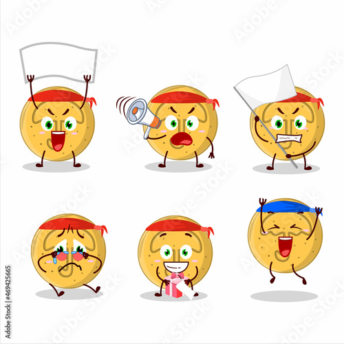 Mascot design style of dalgona candy umbrella character as an attractive supporter