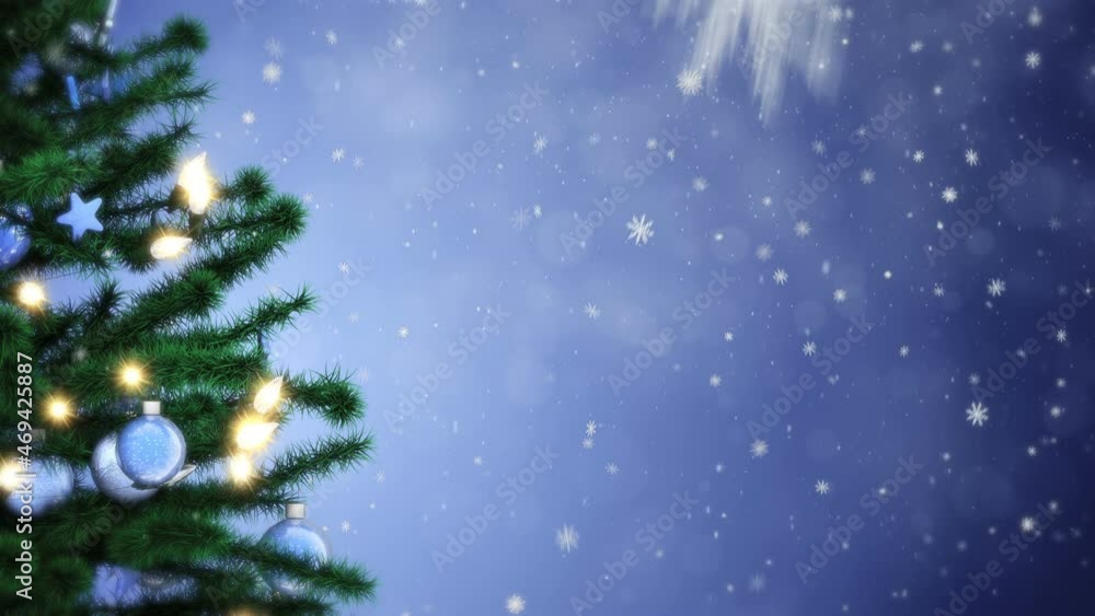 New Year tree with falling snowflakes New Year tree with falling snowflakes