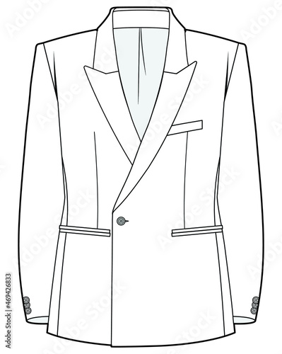 mens double breasted one button blazer jacket long sleeve sport coat outline vector template