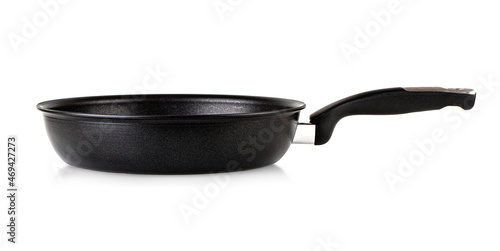 The Frying pan with black marble coating isolated on white background