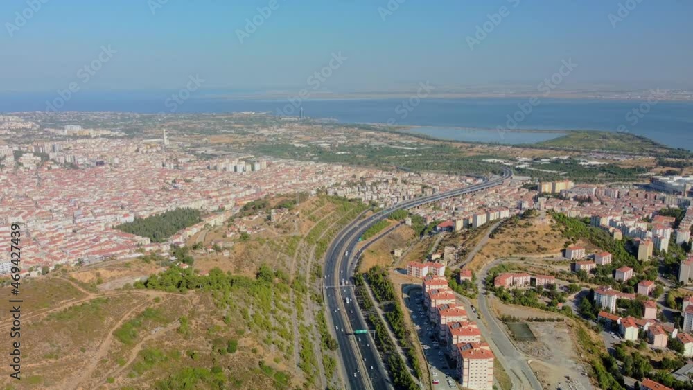 Modern city aerial view.izmir Turkey. High quality 4k footage Modern city aerial view.izmir Turkey. High quality 4k footage