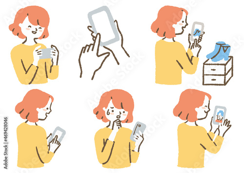 スマホを持つ人_セット_色