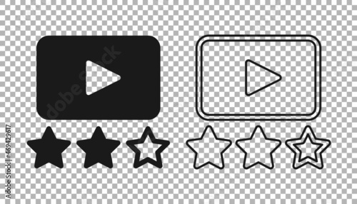 Black Film or movie cinematography rating or review icon isolated on transparent background. Vector