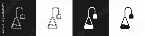 Set Tea bag icon isolated on black and white background. Vector