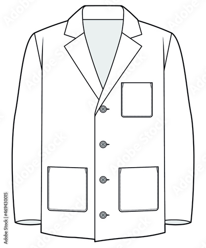 mens blazer long sleeve four button sports coat flat sketch vector illustration