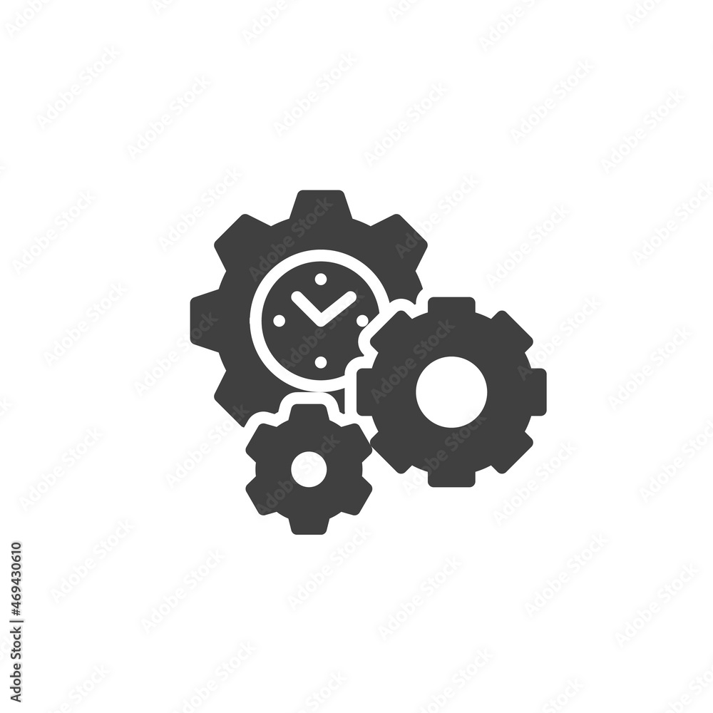 Obraz premium Gear with clock vector icon