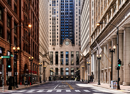 Scenic view of Chicago's Financial District - The LaSalle Canyon - Downtown Chicago 