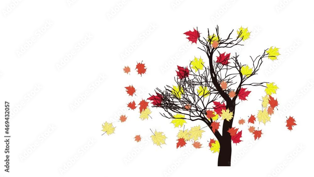 Cartoon autumn maple tree and falling leaves Cartoon autumn maple tree and falling leaves