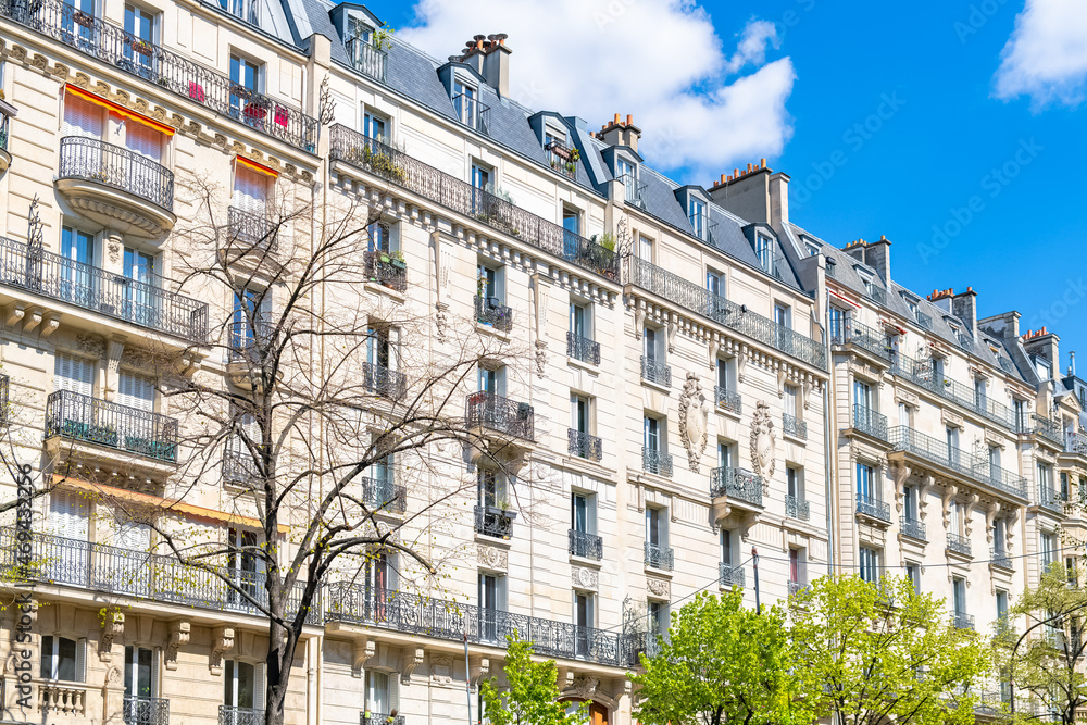Paris, beautiful buildings, avenue de la Republique in the 11e district
