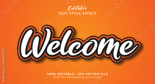 Editable text effect  Welcome text on Orange layered style