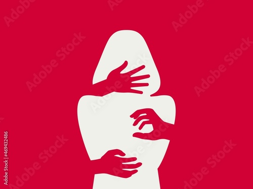 Valokuvatapetti Silhouette of woman, harassment vector illustration