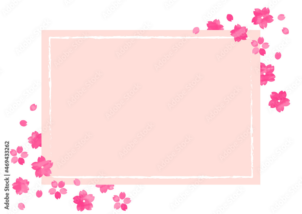 手書きの桜の花のシンプルなカード
