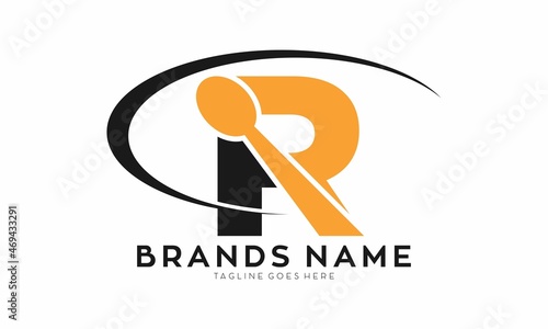 Abstract R alphabet for restaurant symbol logo