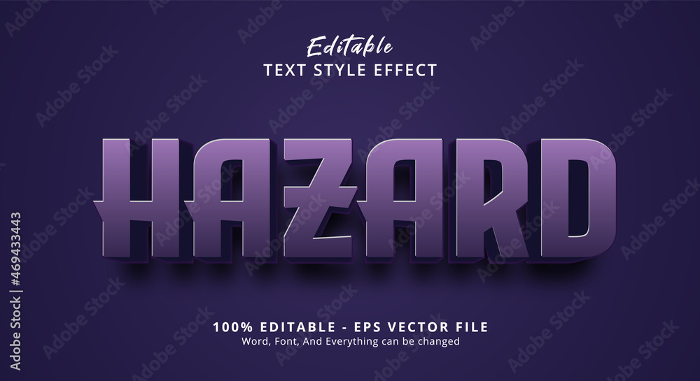 Editable text effect, Hazard text on dark purple style effect