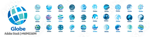 A set of vector logos of the Globe on a white background © butenkow