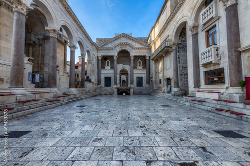 Early morning inside the Diocletian's Palace in the old town of Split, Croatia. UNESCO World Heritage site.