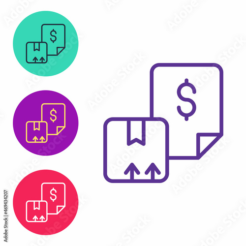 Set line Waybill icon isolated on white background. Set icons colorful. Vector