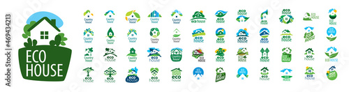 A set of vector Country House logos on a white background