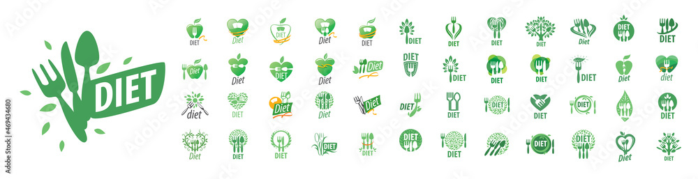 A set of vector Diet logos on a white background A set of vector Diet logos on a white background