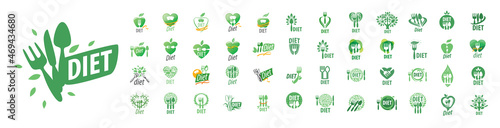 A set of vector Diet logos on a white background