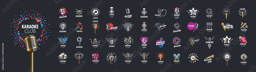A set of vector Karaoke logos on a black background A set of vector Karaoke logos on a black background