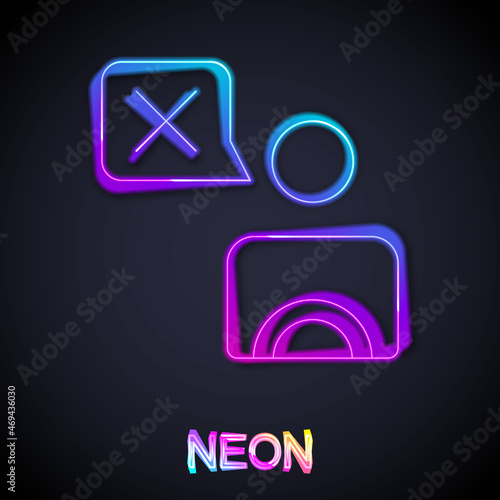 Glowing neon line Taxi driver icon isolated on black background. Vector