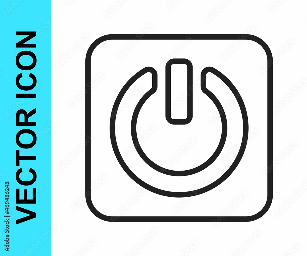 Black line Power button icon isolated on white background. Start sign. Vector Black line Power button icon isolated on white background. Start sign. Vector