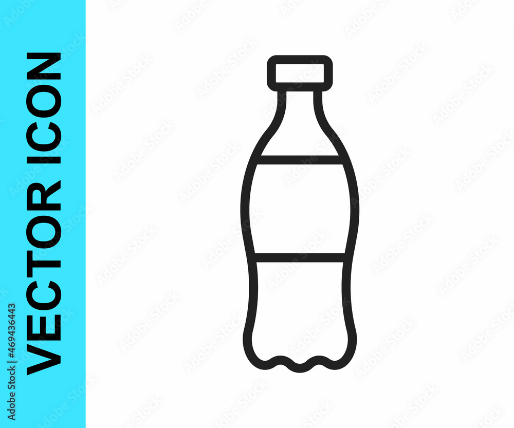 Black line Bottle of water icon isolated on white background. Soda aqua drink sign. Vector Black line Bottle of water icon isolated on white background. Soda aqua drink sign. Vector
