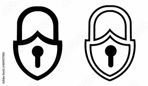 Security shield or virus shield lock line art icon for apps and websites